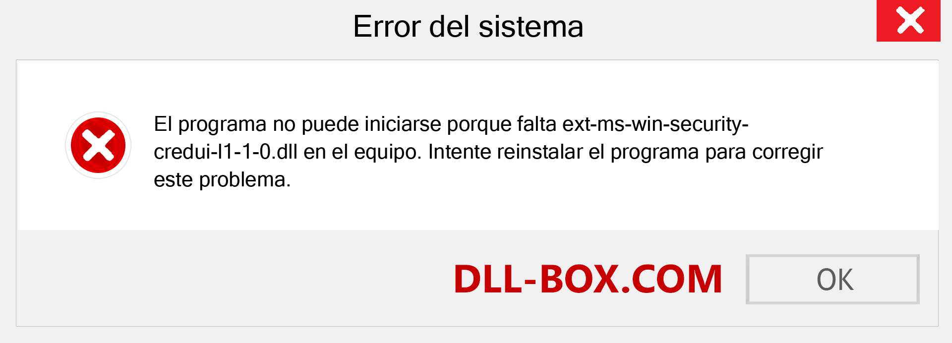 ¿Falta el archivo ext-ms-win-security-credui-l1-1-0.dll ?. Descargar para Windows 7, 8, 10 - Corregir ext-ms-win-security-credui-l1-1-0 dll Missing Error en Windows, fotos, imágenes